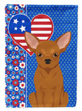 Red Chihuahua USA American House Flag 28x40 Porch Sleeve Pole Decorative Outside Yard Banner Artwork Wall Hanging, Polyester