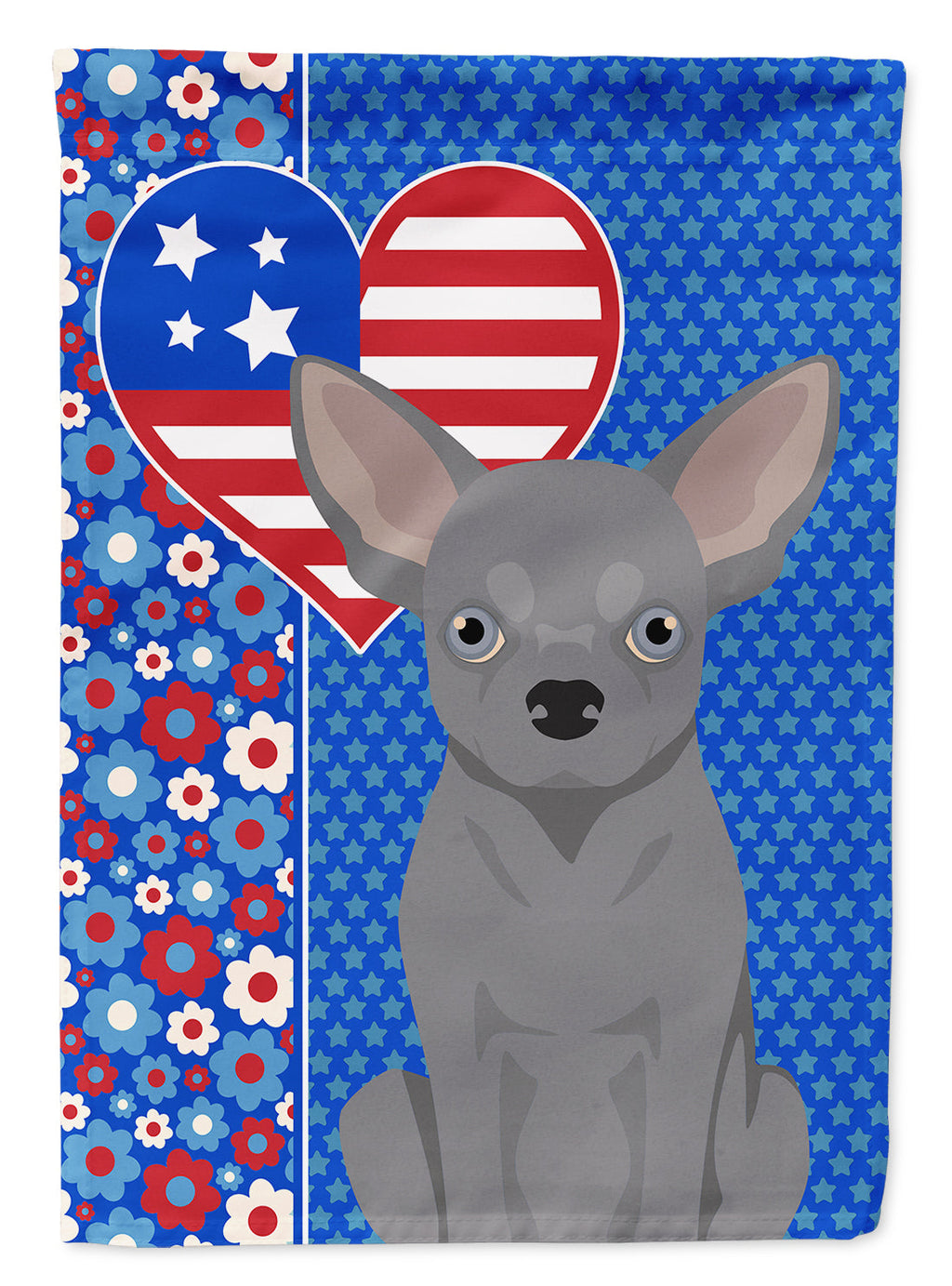 Blue Chihuahua USA American House Flag 28x40 Porch Sleeve Pole Decorative Outside Yard Banner Artwork Wall Hanging, Polyester
