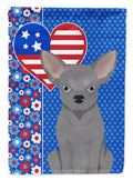 Blue Chihuahua USA American House Flag 28x40 Porch Sleeve Pole Decorative Outside Yard Banner Artwork Wall Hanging, Polyester