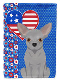 Silver Chihuahua USA American House Flag 28x40 Porch Sleeve Pole Decorative Outside Yard Banner Artwork Wall Hanging, Polyester