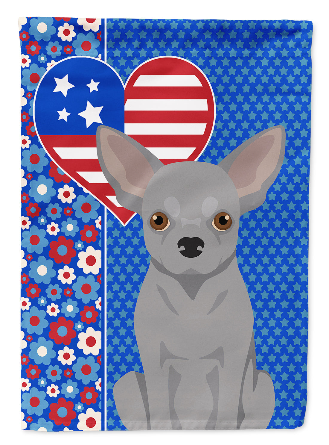 Silver Chihuahua USA American House Flag 28x40 Porch Sleeve Pole Decorative Outside Yard Banner Artwork Wall Hanging, Polyester