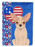 Fawn and White Chihuahua USA American House Flag 28x40 Porch Sleeve Pole Decorative Outside Yard Banner Artwork Wall Hanging, Polyester