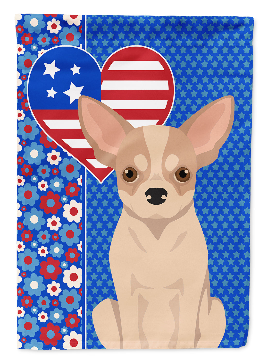 Fawn and White Chihuahua USA American House Flag 28x40 Porch Sleeve Pole Decorative Outside Yard Banner Artwork Wall Hanging, Polyester