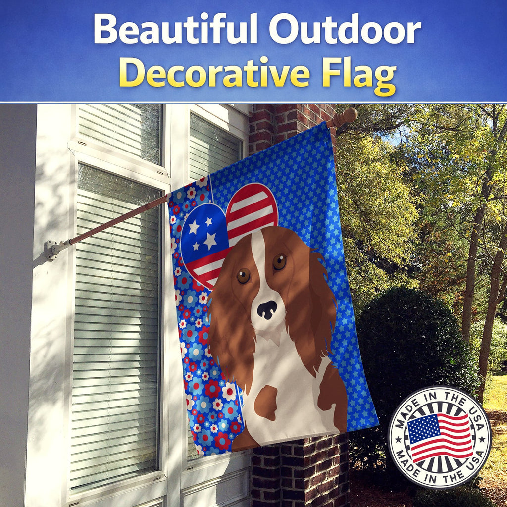 Longhair Red Pedbald Dachshund USA American House Flag 28x40 Porch Sleeve Pole Decorative Outside Yard Banner Artwork Wall Hanging, Polyester