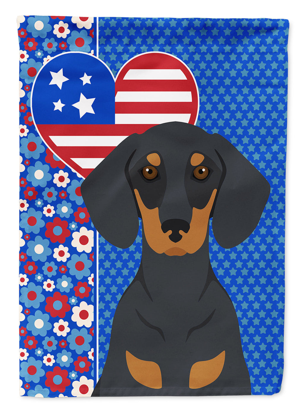 Black and Tan Dachshund USA American House Flag 28x40 Porch Sleeve Pole Decorative Outside Yard Banner Artwork Wall Hanging, Polyester