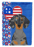 Black Dapple Dachshund USA American House Flag 28x40 Porch Sleeve Pole Decorative Outside Yard Banner Artwork Wall Hanging, Polyester