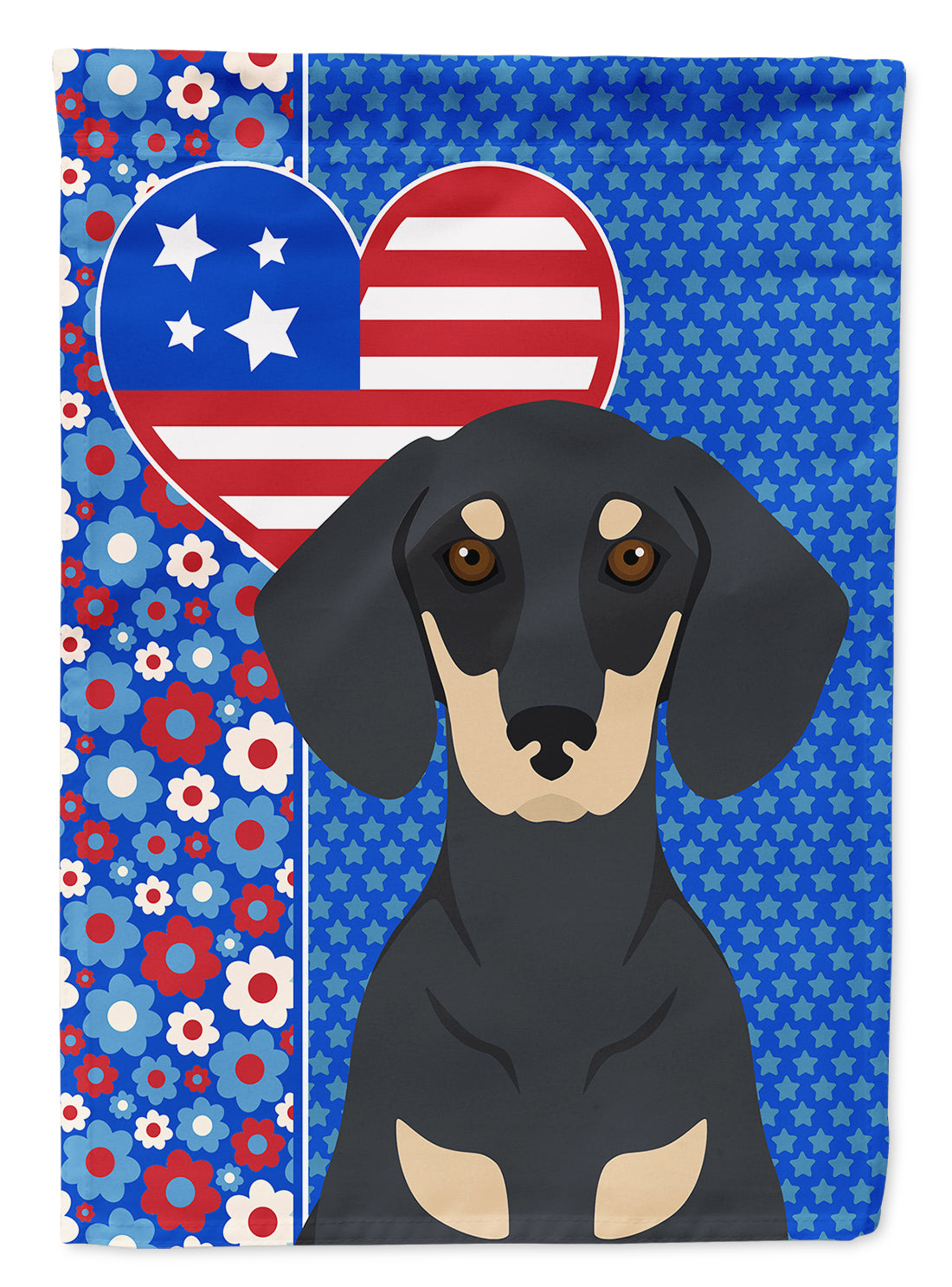 Black and Cream Dachshund USA American House Flag 28x40 Porch Sleeve Pole Decorative Outside Yard Banner Artwork Wall Hanging, Polyester