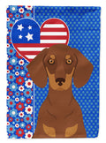 Chocolate and Tan Dachshund USA American House Flag 28x40 Porch Sleeve Pole Decorative Outside Yard Banner Artwork Wall Hanging, Polyester