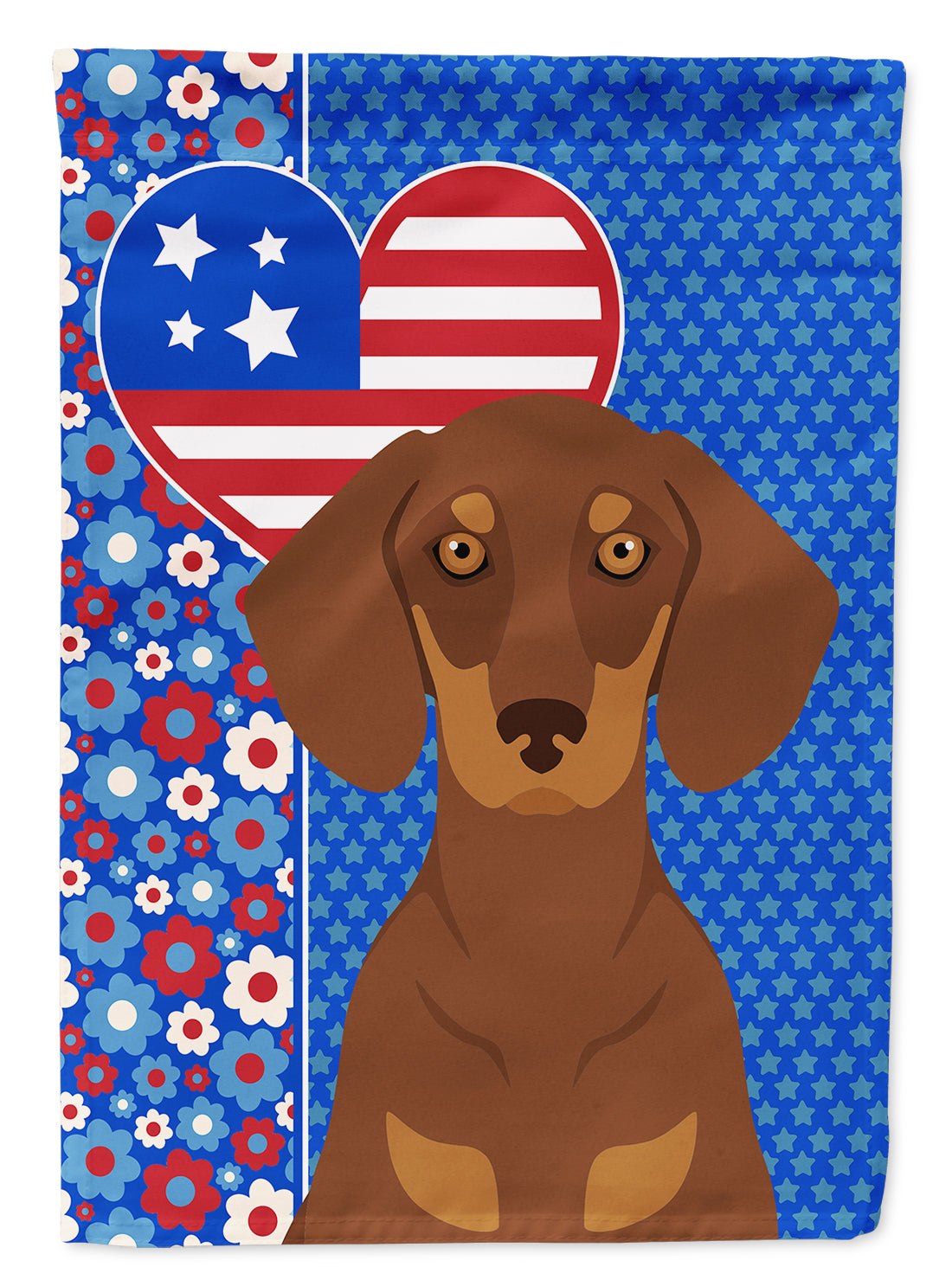 Chocolate and Tan Dachshund USA American House Flag 28x40 Porch Sleeve Pole Decorative Outside Yard Banner Artwork Wall Hanging, Polyester