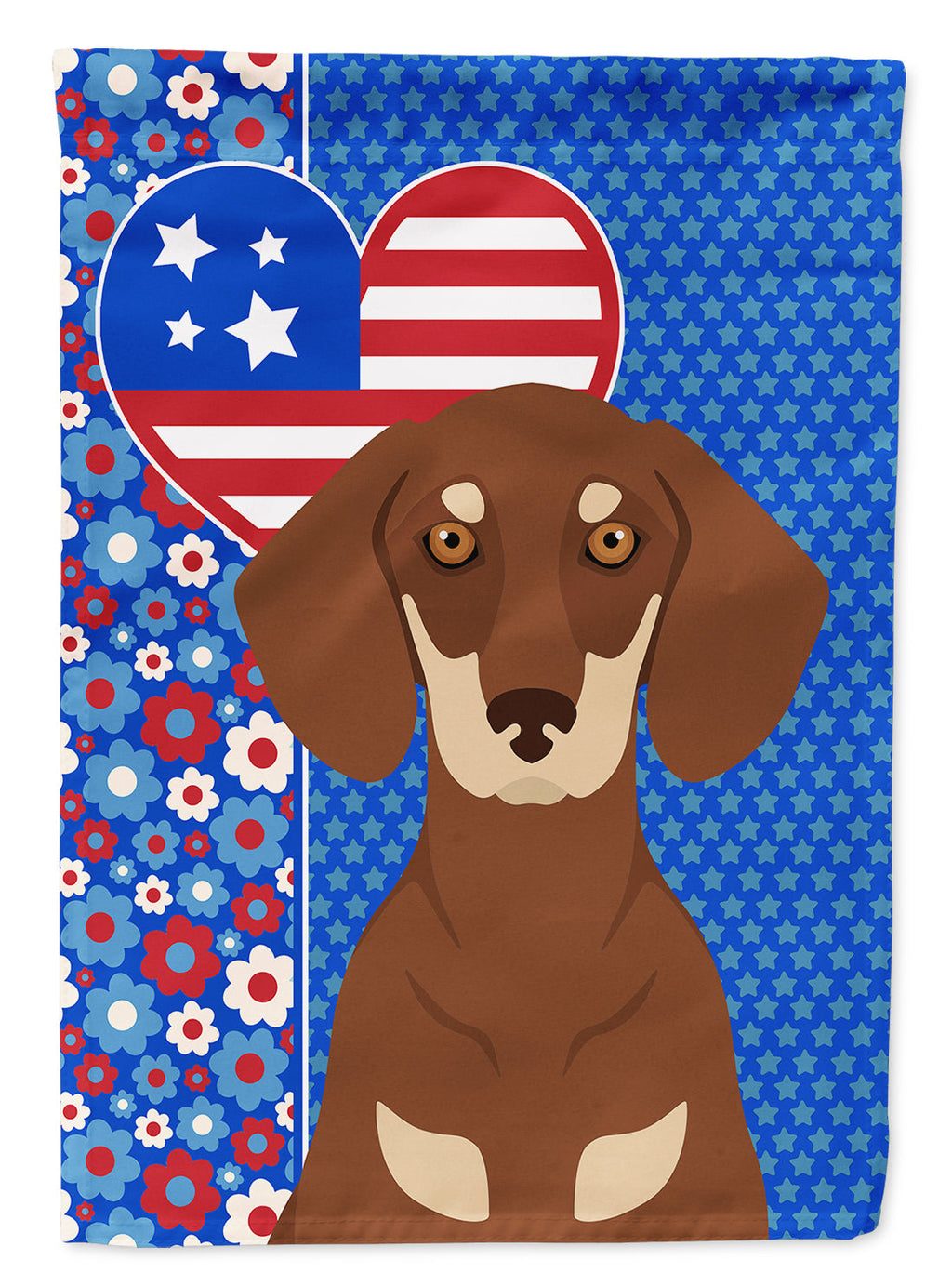 Chocolate and Cream Dachshund USA American House Flag 28x40 Porch Sleeve Pole Decorative Outside Yard Banner Artwork Wall Hanging, Polyester