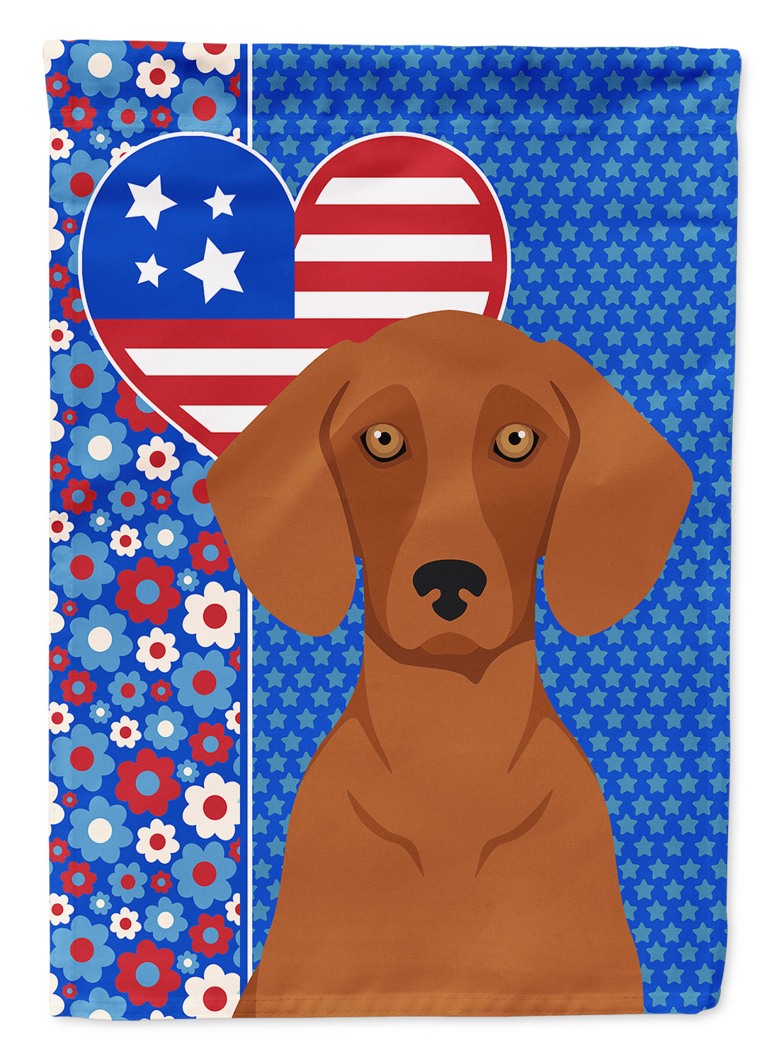 Red Dachshund USA American House Flag 28x40 Porch Sleeve Pole Decorative Outside Yard Banner Artwork Wall Hanging, Polyester