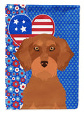 Wirehair Red Dachshund USA American House Flag 28x40 Porch Sleeve Pole Decorative Outside Yard Banner Artwork Wall Hanging, Polyester