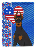 Black and Tan Doberman Pinscher USA American House Flag 28x40 Porch Sleeve Pole Decorative Outside Yard Banner Artwork Wall Hanging, Polyester
