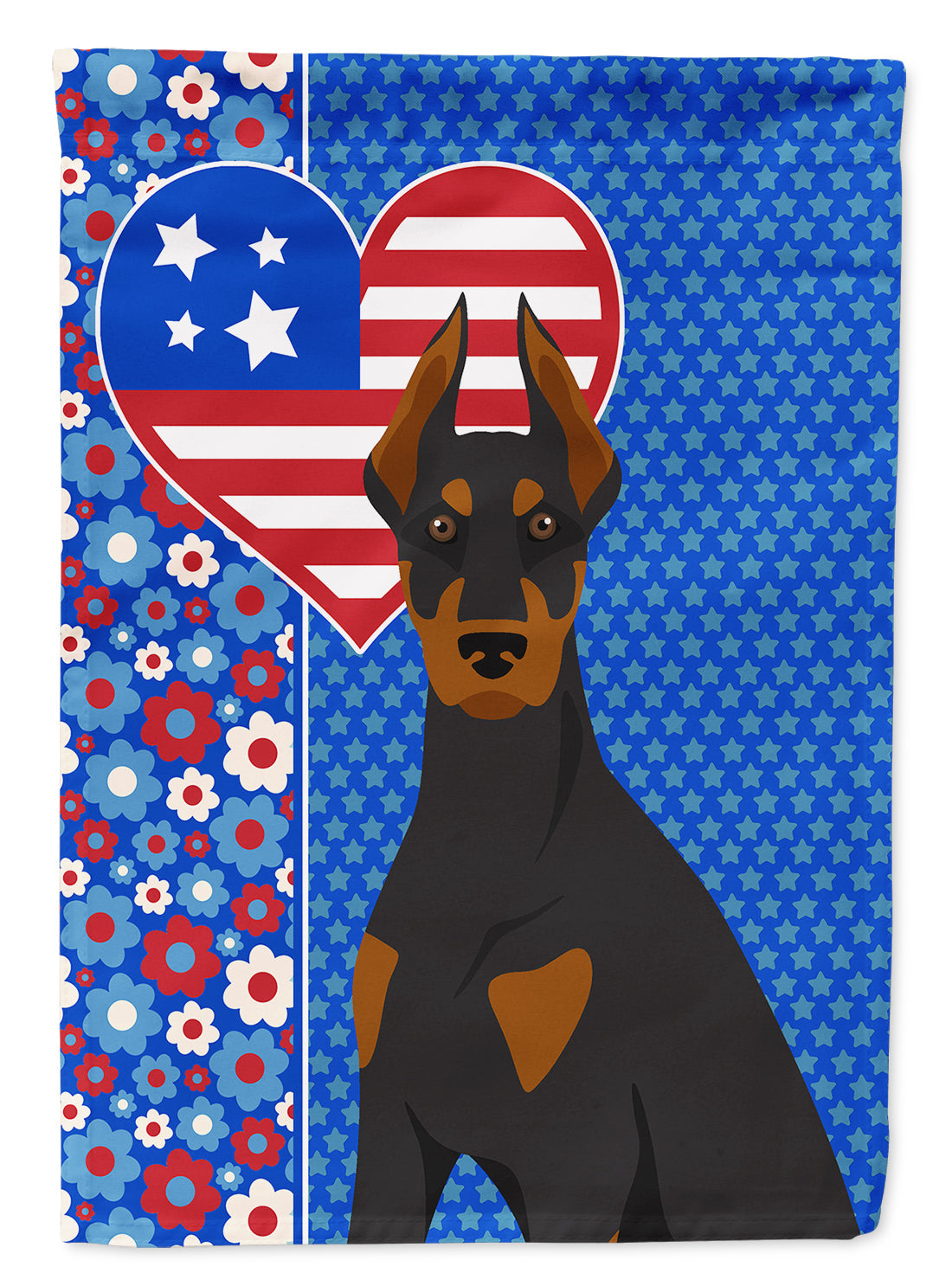 Black and Tan Doberman Pinscher USA American House Flag 28x40 Porch Sleeve Pole Decorative Outside Yard Banner Artwork Wall Hanging, Polyester