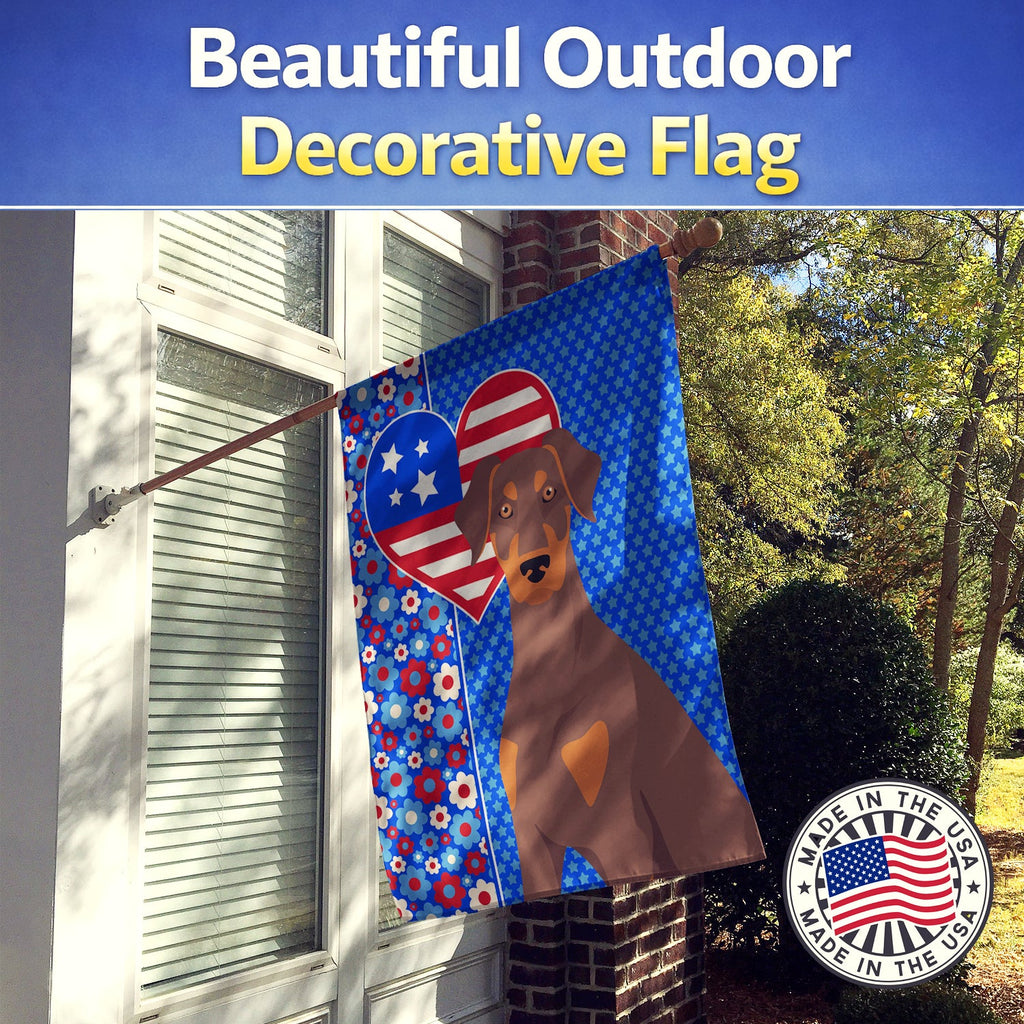 Natural Ear Red and Tan Doberman Pinscher USA American House Flag 28x40 Porch Sleeve Pole Decorative Outside Yard Banner Artwork Wall Hanging, Polyester