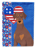 Natural Ear Red and Tan Doberman Pinscher USA American House Flag 28x40 Porch Sleeve Pole Decorative Outside Yard Banner Artwork Wall Hanging, Polyester
