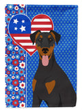 Natural Ear Black and Tan Doberman Pinscher USA American House Flag 28x40 Porch Sleeve Pole Decorative Outside Yard Banner Artwork Wall Hanging, Polyester