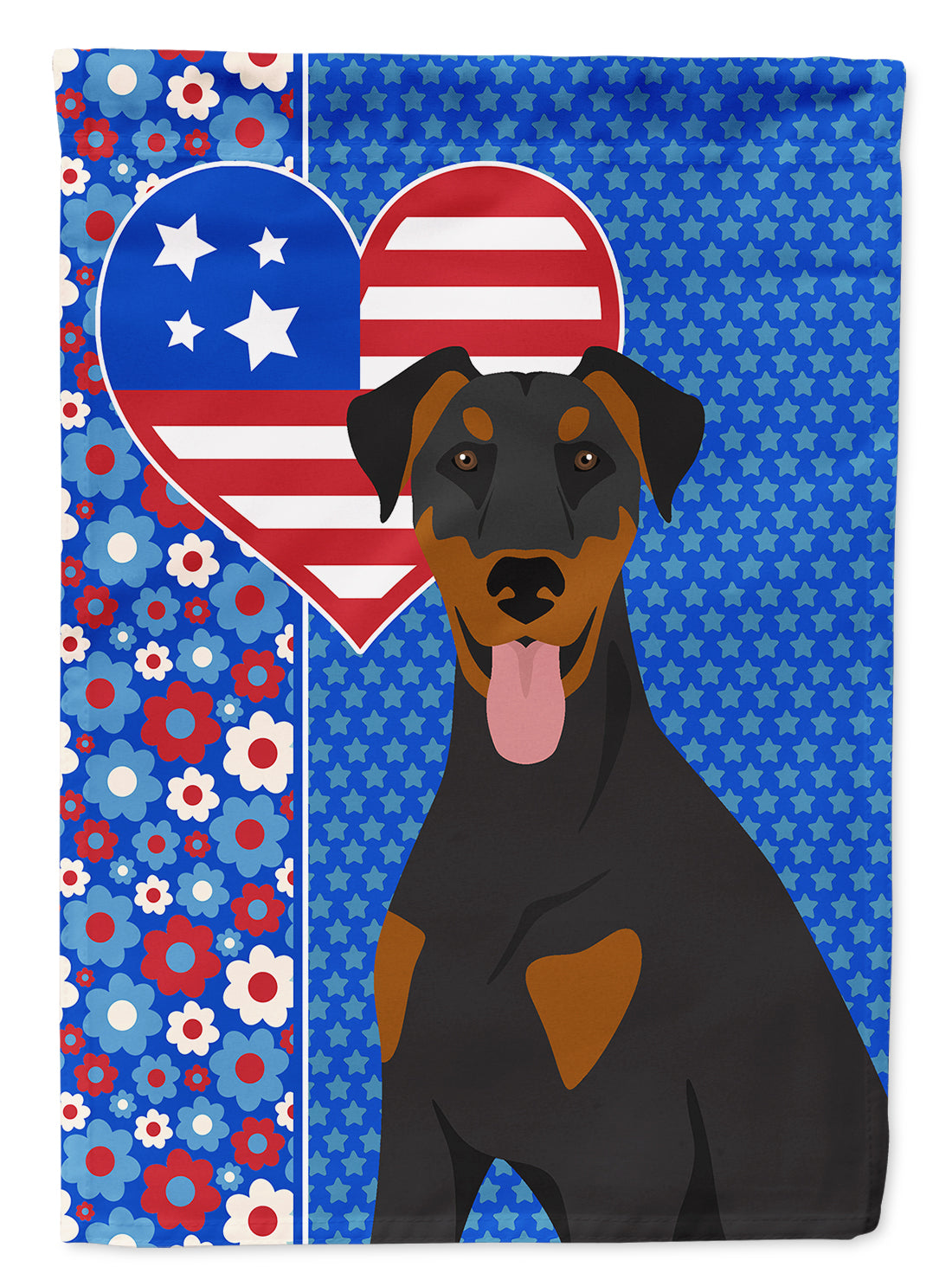 Natural Ear Black and Tan Doberman Pinscher USA American House Flag 28x40 Porch Sleeve Pole Decorative Outside Yard Banner Artwork Wall Hanging, Polyester