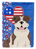 Brindle English Bulldog USA American House Flag 28x40 Porch Sleeve Pole Decorative Outside Yard Banner Artwork Wall Hanging, Polyester