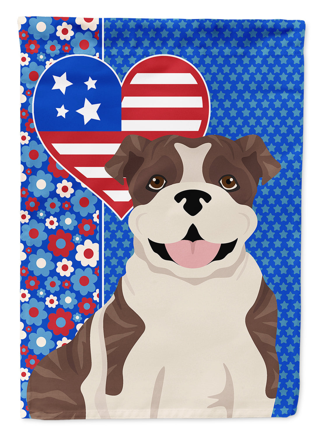 Brindle English Bulldog USA American House Flag 28x40 Porch Sleeve Pole Decorative Outside Yard Banner Artwork Wall Hanging, Polyester