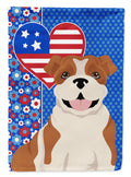 Red English Bulldog USA American House Flag 28x40 Porch Sleeve Pole Decorative Outside Yard Banner Artwork Wall Hanging, Polyester