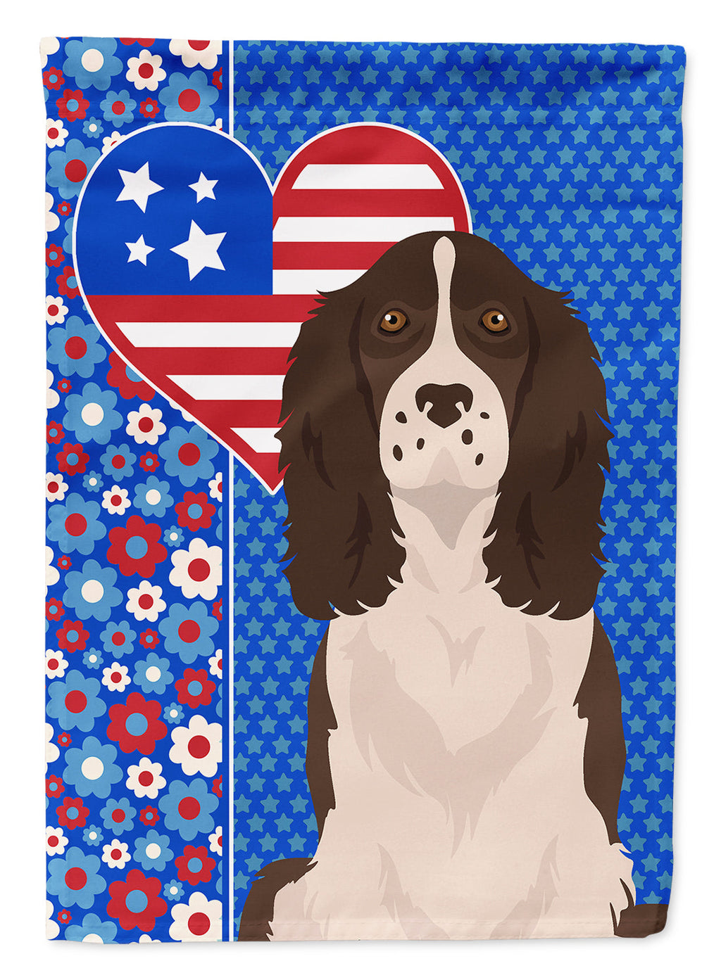 Liver English Springer Spaniel USA American House Flag 28x40 Porch Sleeve Pole Decorative Outside Yard Banner Artwork Wall Hanging, Polyester