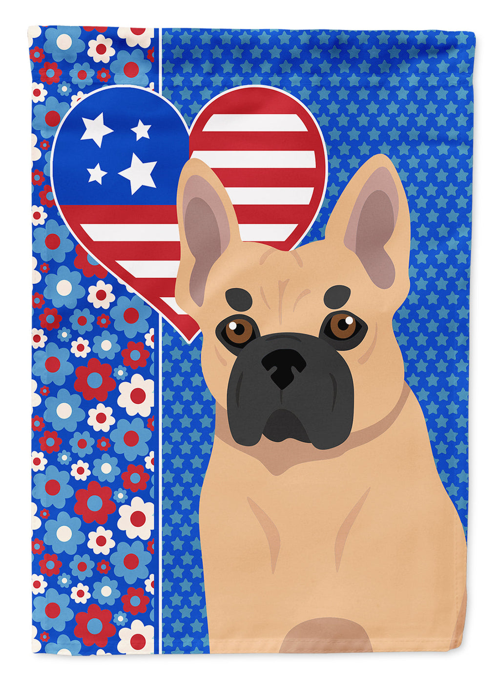 Fawn French Bulldog USA American House Flag 28x40 Porch Sleeve Pole Decorative Outside Yard Banner Artwork Wall Hanging, Polyester