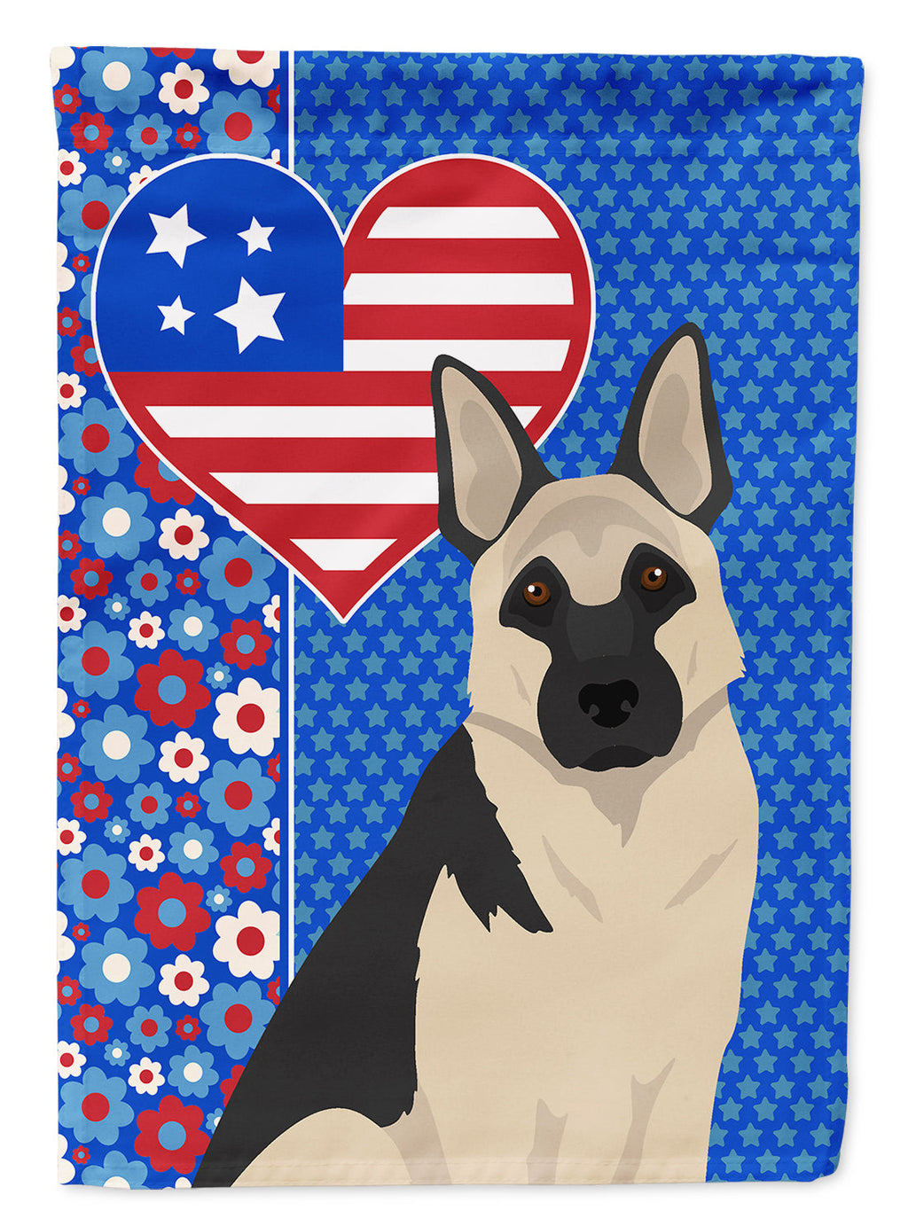 Black and Silver German Shepherd USA American House Flag 28x40 Porch Sleeve Pole Decorative Outside Yard Banner Artwork Wall Hanging, Polyester
