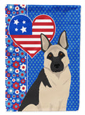 Black and Silver German Shepherd USA American House Flag 28x40 Porch Sleeve Pole Decorative Outside Yard Banner Artwork Wall Hanging, Polyester