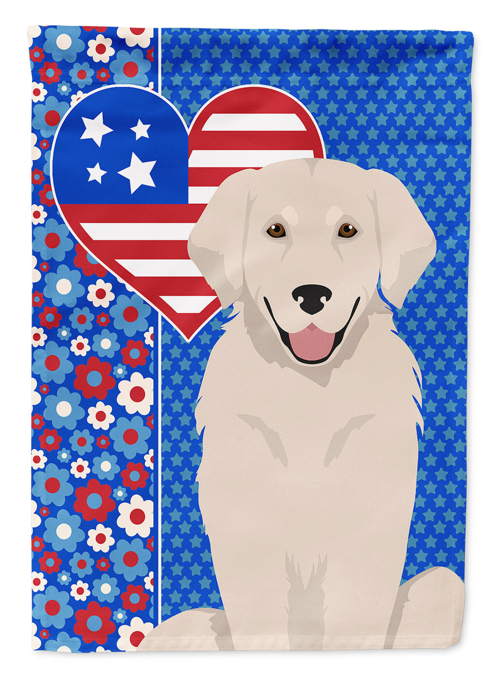Cream Golden Retriever USA American House Flag 28x40 Porch Sleeve Pole Decorative Outside Yard Banner Artwork Wall Hanging, Polyester