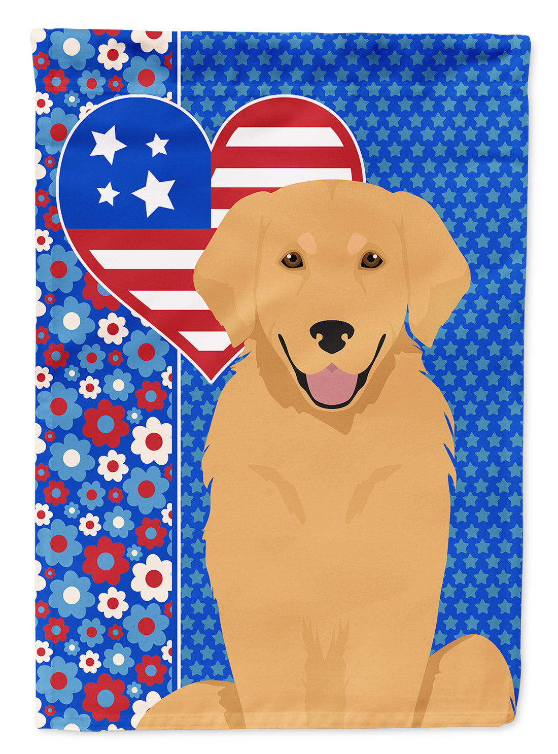 Gold Golden Retriever USA American House Flag 28x40 Porch Sleeve Pole Decorative Outside Yard Banner Artwork Wall Hanging, Polyester