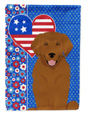 Mahogany Golden Retriever USA American House Flag 28x40 Porch Sleeve Pole Decorative Outside Yard Banner Artwork Wall Hanging, Polyester