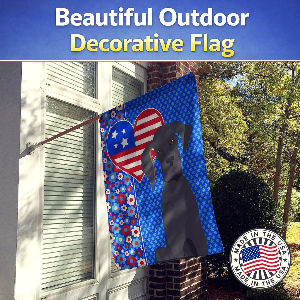 Black Great Dane USA American House Flag 28x40 Porch Sleeve Pole Decorative Outside Yard Banner Artwork Wall Hanging, Polyester