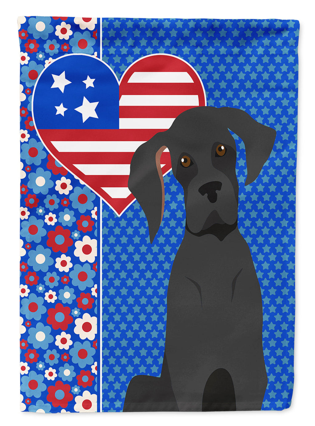 Black Great Dane USA American House Flag 28x40 Porch Sleeve Pole Decorative Outside Yard Banner Artwork Wall Hanging, Polyester