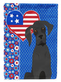 Black Great Dane USA American House Flag 28x40 Porch Sleeve Pole Decorative Outside Yard Banner Artwork Wall Hanging, Polyester