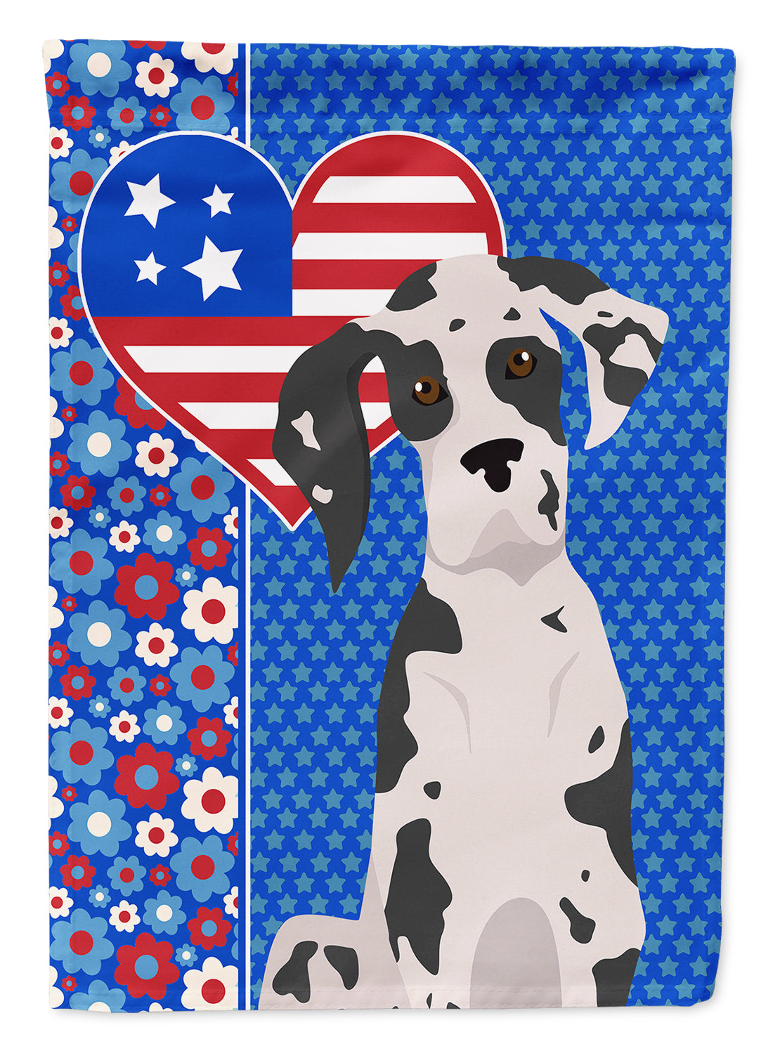 Harlequin Great Dane USA American House Flag 28x40 Porch Sleeve Pole Decorative Outside Yard Banner Artwork Wall Hanging, Polyester