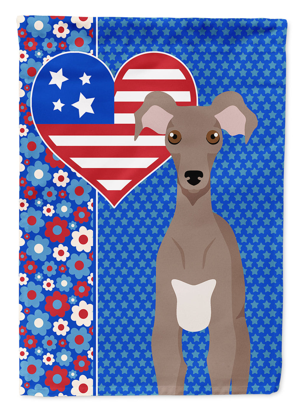 Fawn Italian Greyhound USA American House Flag 28x40 Porch Sleeve Pole Decorative Outside Yard Banner Artwork Wall Hanging, Polyester