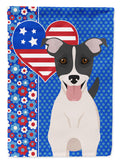 Black White Smooth Jack Russell Terrier USA American House Flag 28x40 Porch Sleeve Pole Decorative Outside Yard Banner Artwork Wall Hanging, Polyester