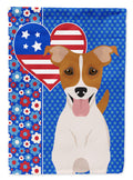 Brown White Smooth Jack Russell Terrier USA American House Flag 28x40 Porch Sleeve Pole Decorative Outside Yard Banner Artwork Wall Hanging, Polyester