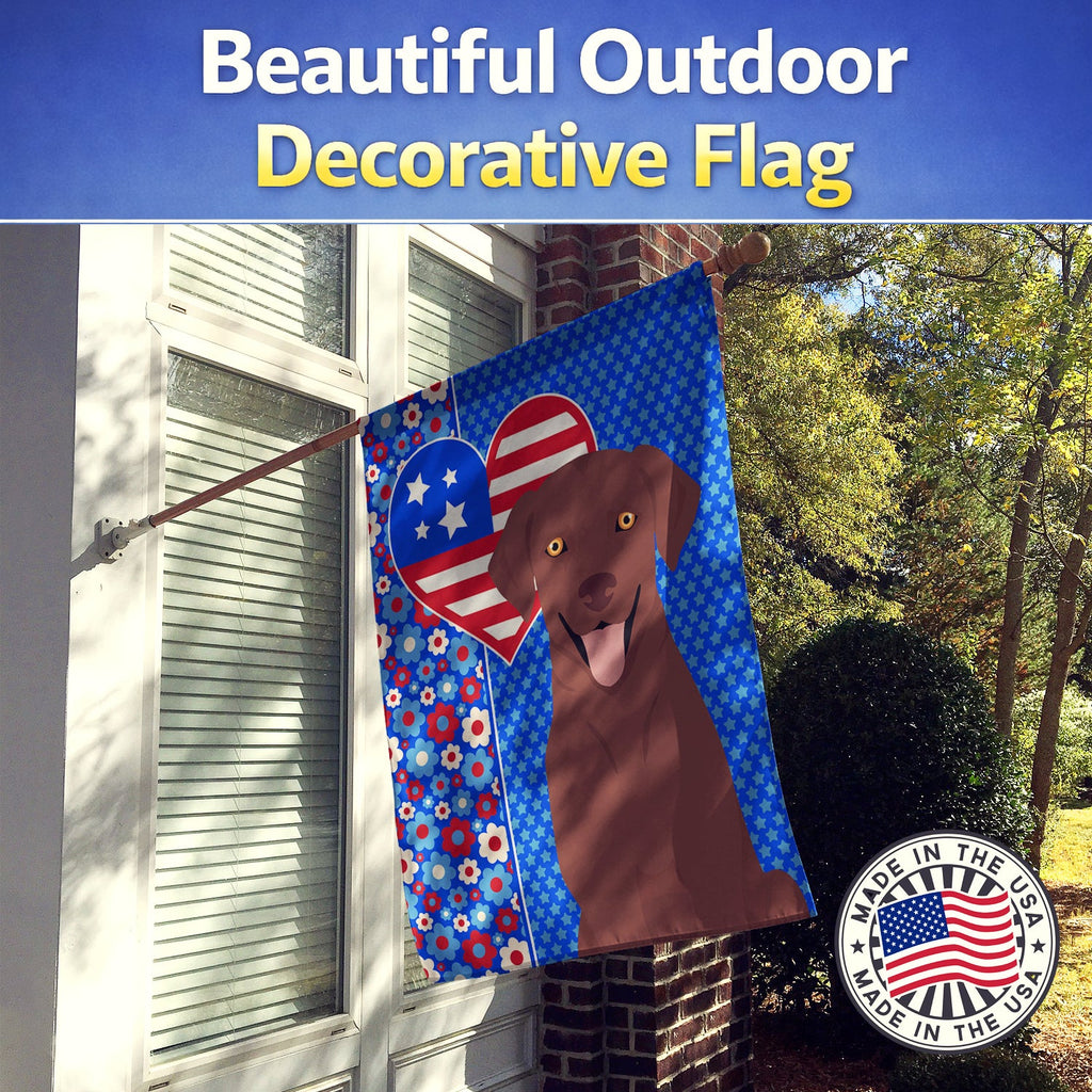 Chocolate Labrador Retriever USA American House Flag 28x40 Porch Sleeve Pole Decorative Outside Yard Banner Artwork Wall Hanging, Polyester