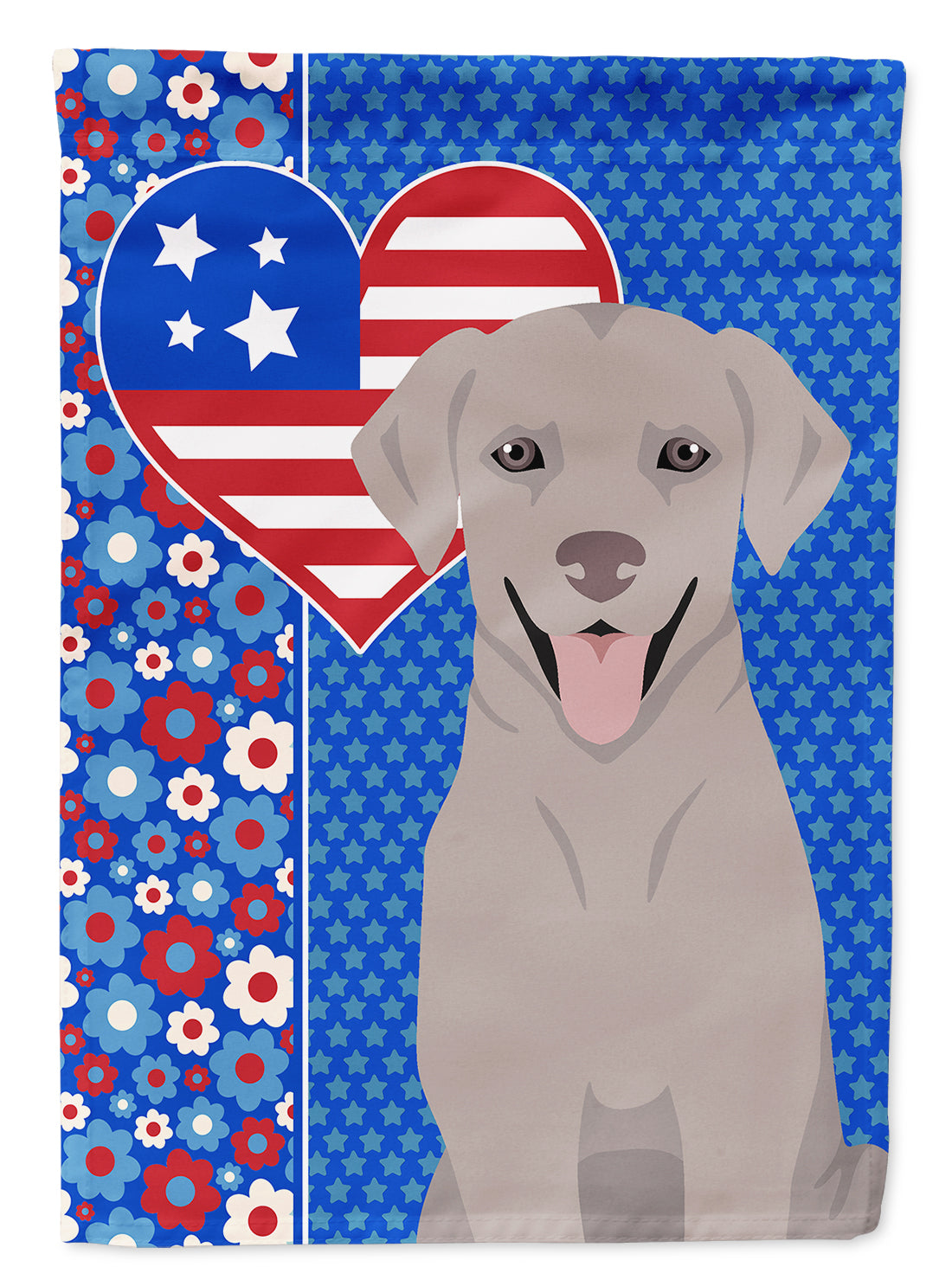 Gray Labrador Retriever USA American House Flag 28x40 Porch Sleeve Pole Decorative Outside Yard Banner Artwork Wall Hanging, Polyester