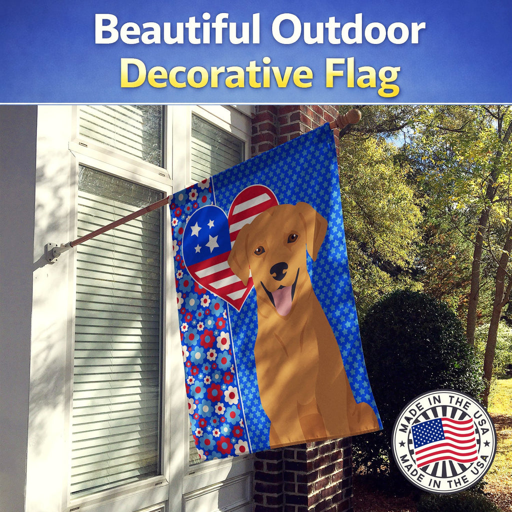 Red Fox Labrador Retriever USA American House Flag 28x40 Porch Sleeve Pole Decorative Outside Yard Banner Artwork Wall Hanging, Polyester