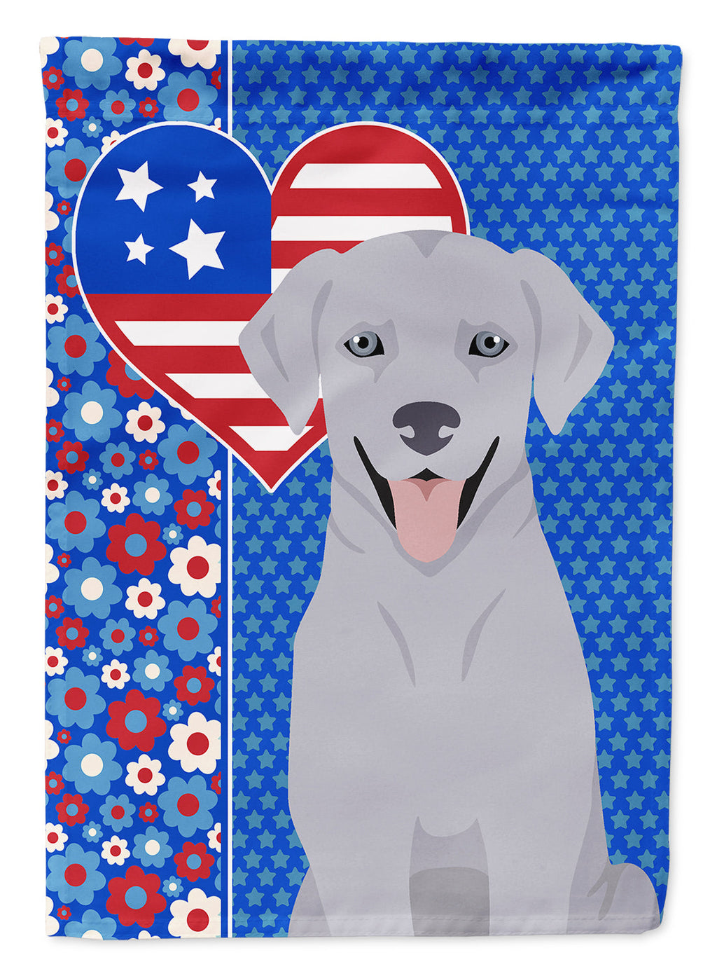 Silver Labrador Retriever USA American House Flag 28x40 Porch Sleeve Pole Decorative Outside Yard Banner Artwork Wall Hanging, Polyester