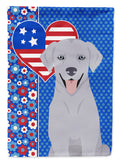 Silver Labrador Retriever USA American House Flag 28x40 Porch Sleeve Pole Decorative Outside Yard Banner Artwork Wall Hanging, Polyester