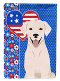 White Cream Labrador Retriever USA American House Flag 28x40 Porch Sleeve Pole Decorative Outside Yard Banner Artwork Wall Hanging, Polyester