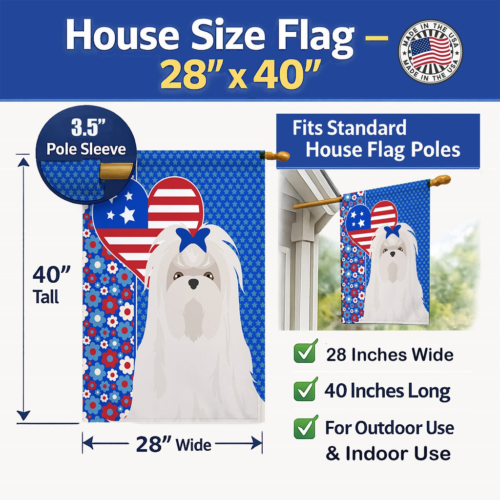 Maltese USA American House Flag 28x40 Porch Sleeve Pole Decorative Outside Yard Banner Artwork Wall Hanging, Polyester