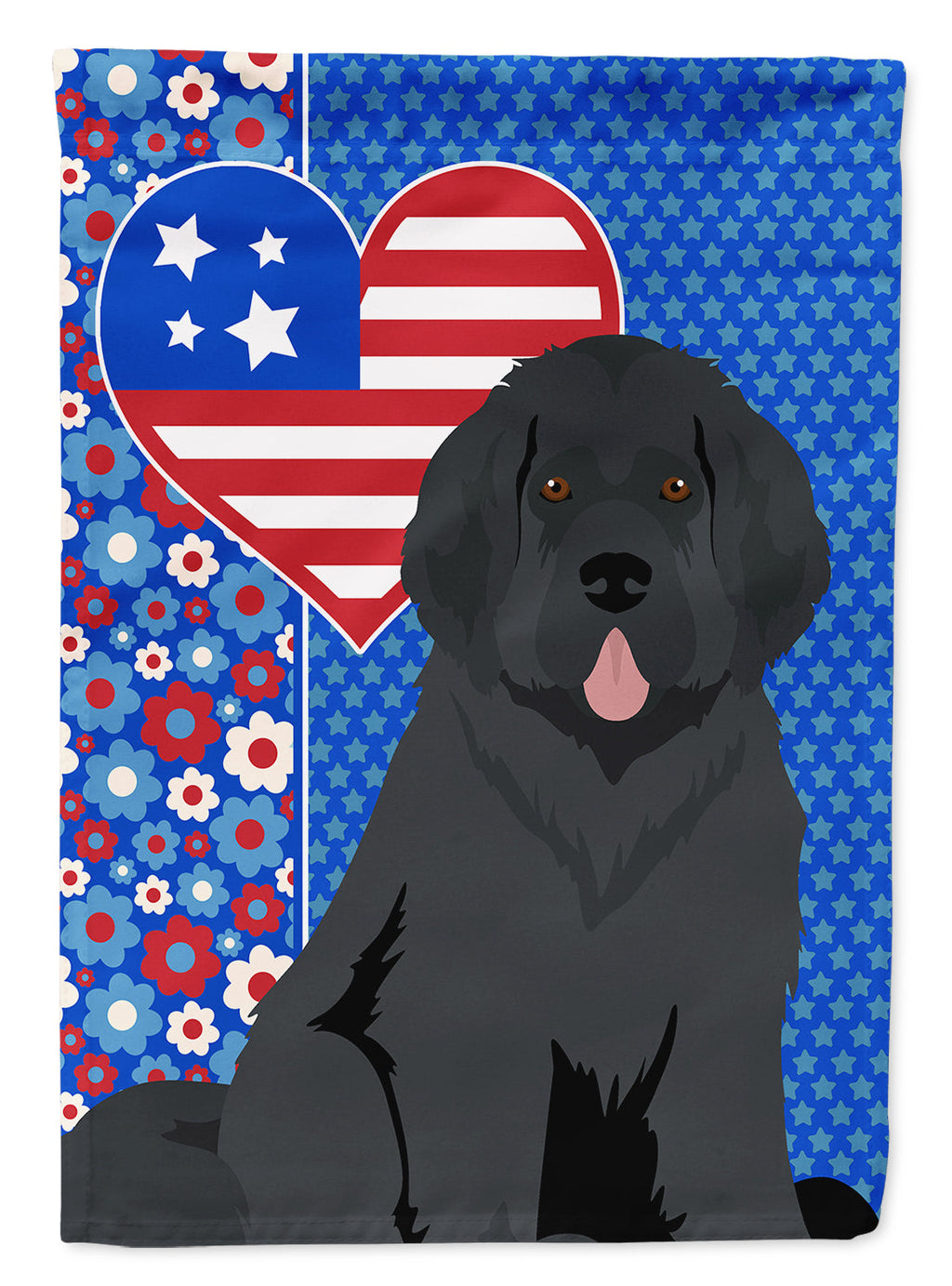 Black Newfoundland USA American House Flag 28x40 Porch Sleeve Pole Decorative Outside Yard Banner Artwork Wall Hanging, Polyester