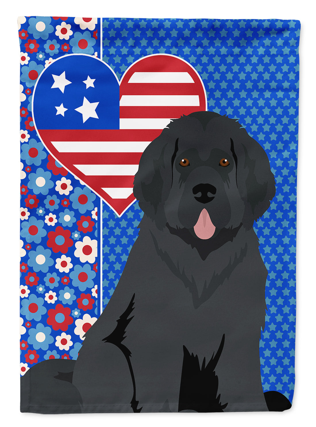 Black Newfoundland USA American House Flag 28x40 Porch Sleeve Pole Decorative Outside Yard Banner Artwork Wall Hanging, Polyester