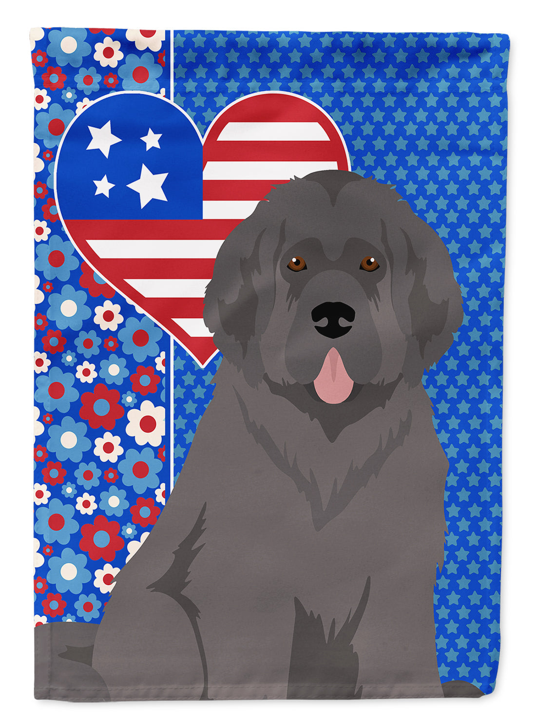 Grey Newfoundland USA American House Flag 28x40 Porch Sleeve Pole Decorative Outside Yard Banner Artwork Wall Hanging, Polyester
