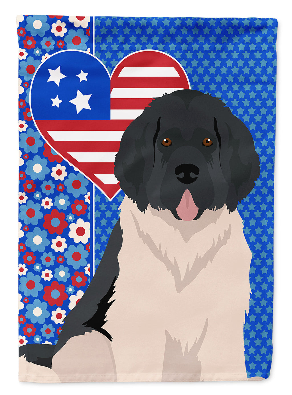 Landseer Newfoundland USA American House Flag 28x40 Porch Sleeve Pole Decorative Outside Yard Banner Artwork Wall Hanging, Polyester